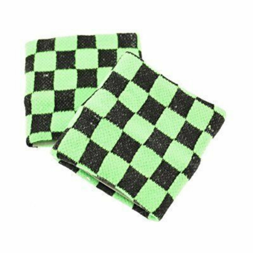 1 Pair Neon Green/Black Checkered Wristbands